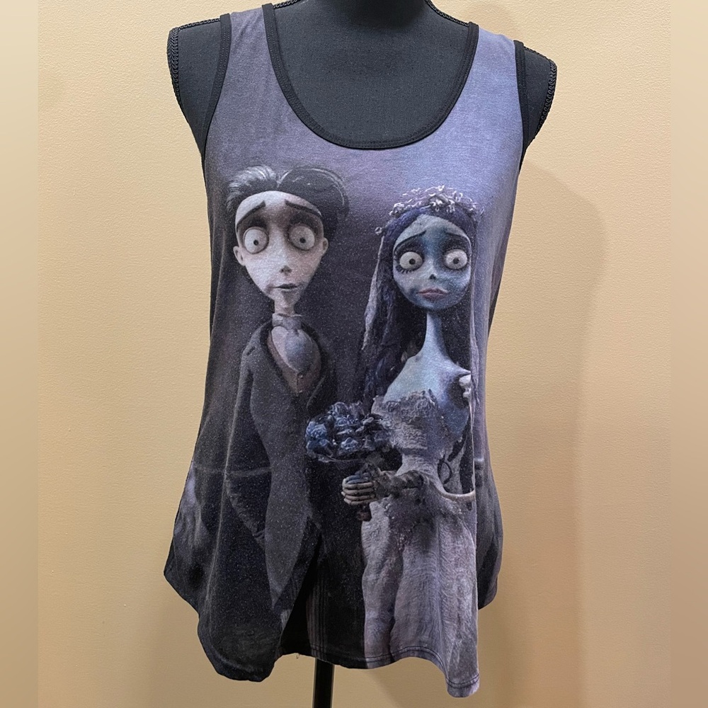 Corpse Bride Tank Shirt L Racerback Tim Burton Halloween Johnny Depp Horror
